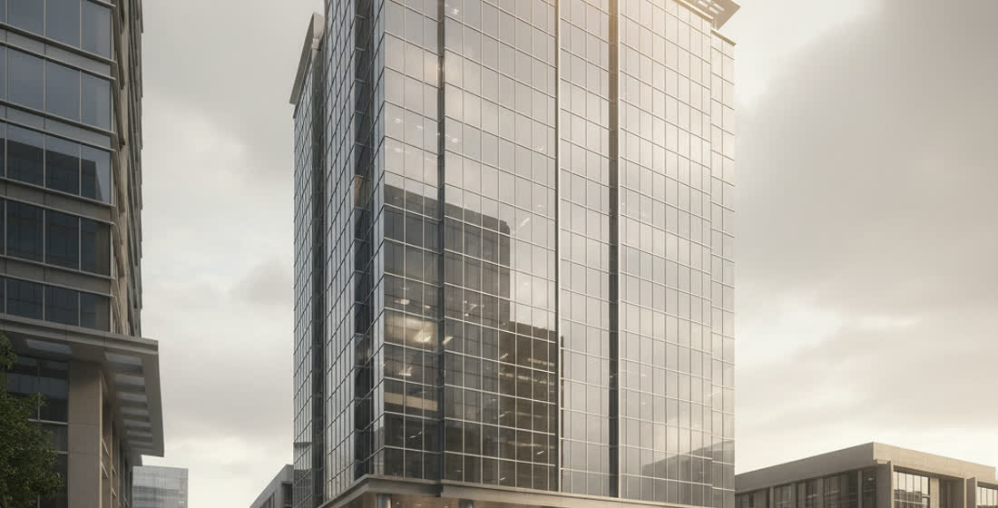 Modern commercial building under construction